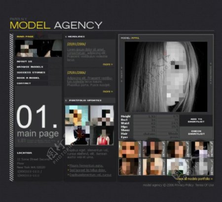 时尚个性模特企业网站psd模板