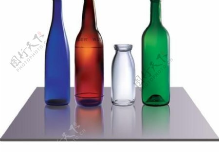 各种颜色的玻璃瓶矢量素材
