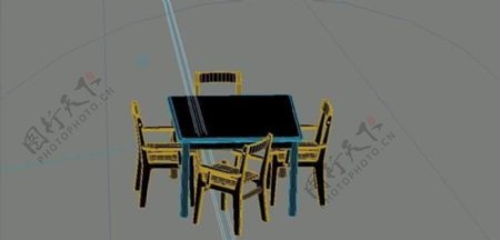 室内装饰家具桌椅组合493D模型