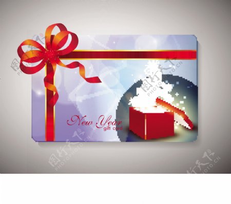 用红丝带新年庆典礼品卡