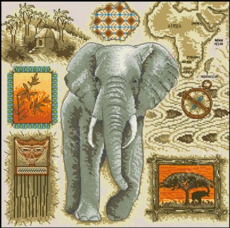 可爱的大象十字绣