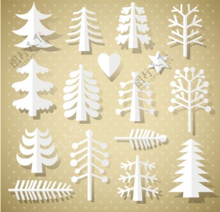 白色剪纸圣诞树