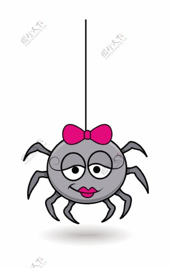 有趣的雌性蜘蛛卡通万圣节插画矢量