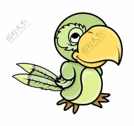 绿鹦鹉卡通插画矢量