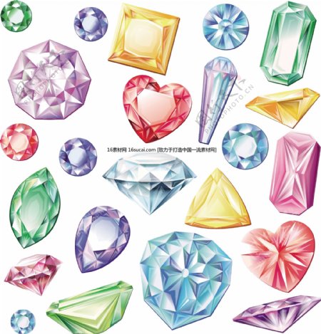 炫彩异形钻石矢量素材