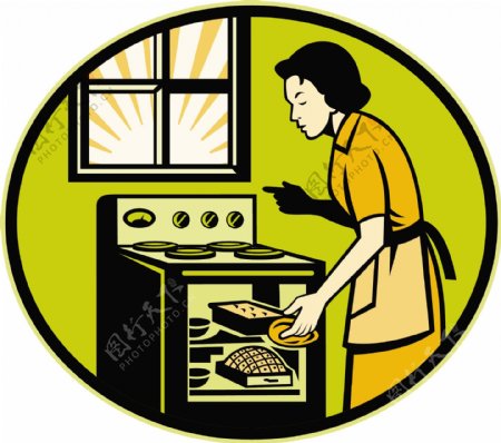 家庭主妇烤面包糕点菜炉复古