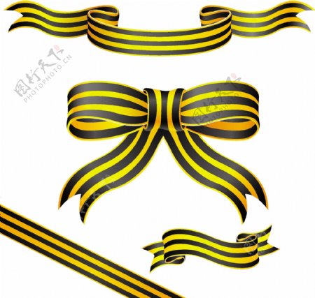 黄色的条纹和丝带矢量