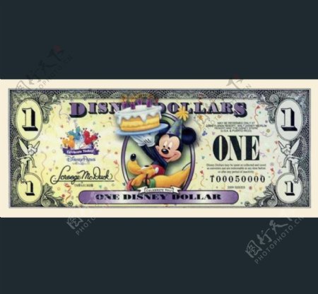 迪士尼纪念币1元正面图片