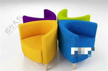 现代时尚彩色沙发3D模型