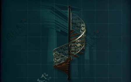 装饰构件之楼梯3D模型楼梯019