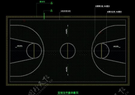 篮球场平面cad图纸