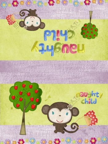可爱小猴贺卡图片
