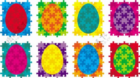 拼图的复活节彩蛋向量