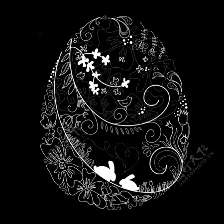 黑色和白色的复活节彩蛋的插图