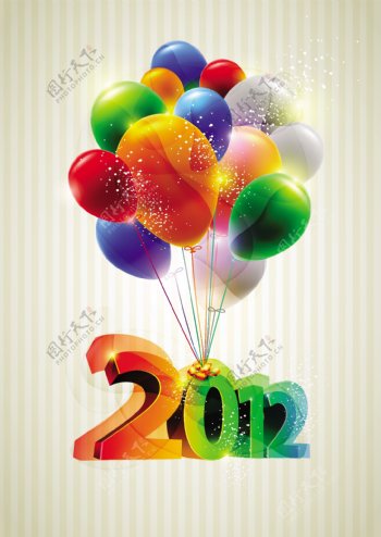 彩色气球2012年字体设计