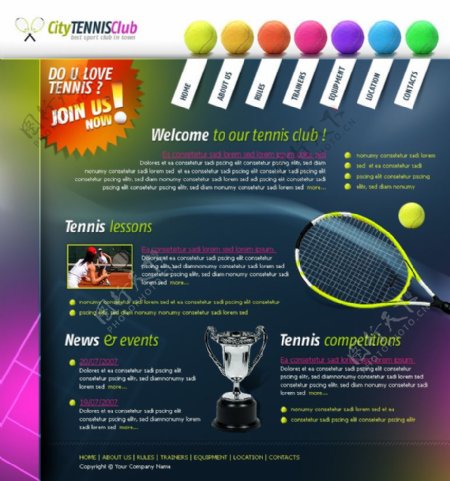 网球俱乐部网页psd模板