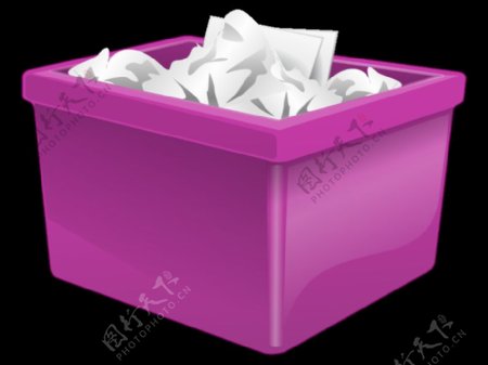 紫色塑料箱塞满纸