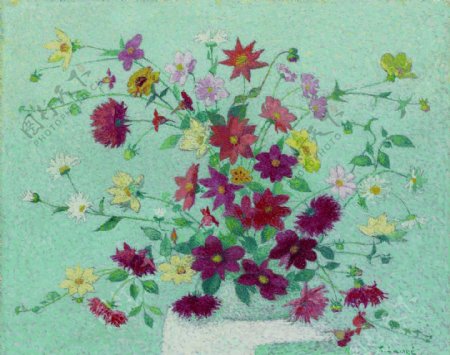 AchilleLaugeVasewithFlowers花卉水果蔬菜器皿静物印象画派写实主义油画装饰画