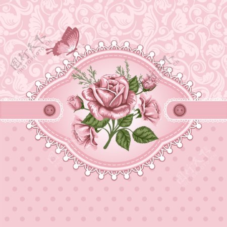 粉色浪漫玫瑰花边