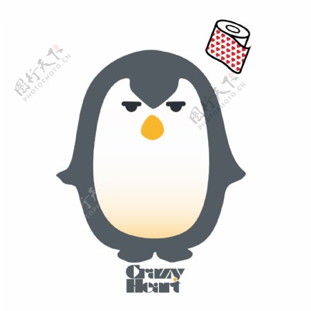 印花矢量图T恤图案图文结合动物企鹅免费素材