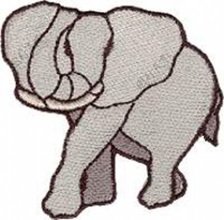 绣花动物大象色彩单色免费素材
