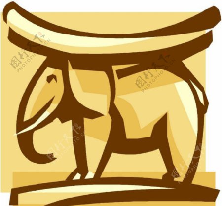 位图动物大象色彩单色免费素材