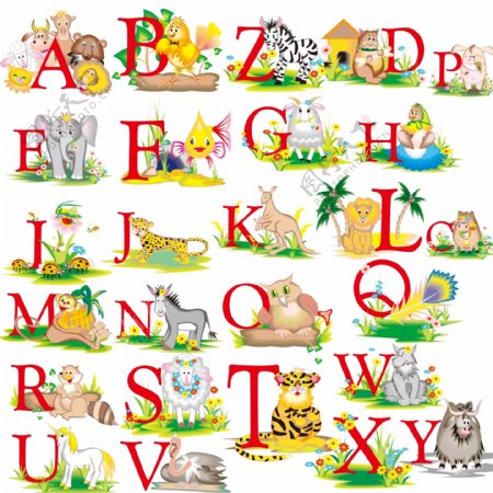 动物与字母图片