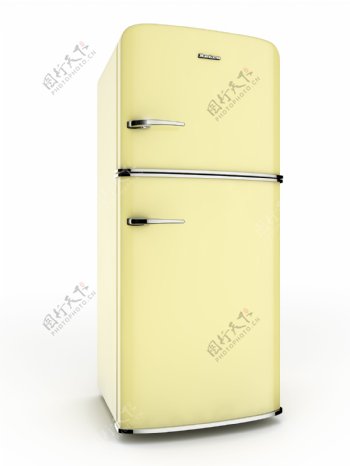 淡黄色冰箱图片