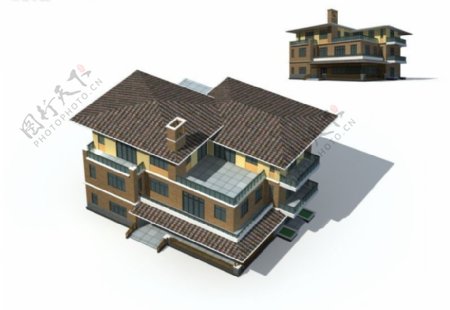 豪华优雅高档别墅3D立体模型