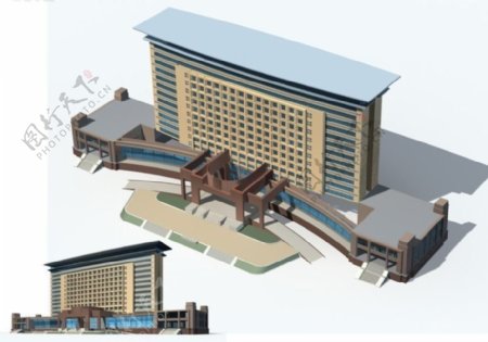 豪华大气风格公共建筑3D立体模型