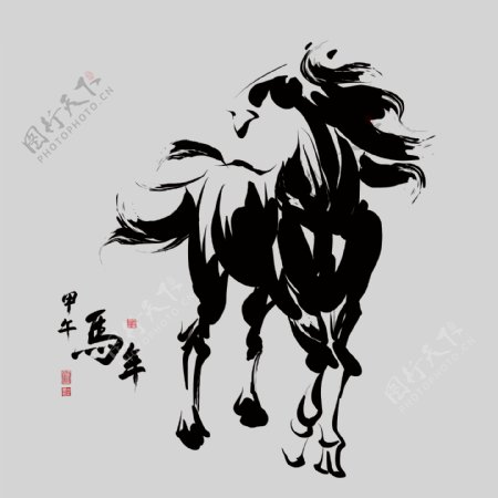 印花矢量图艺术效果水墨中国风动物免费素材