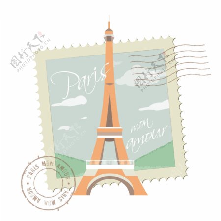 清新巴黎铁塔邮票