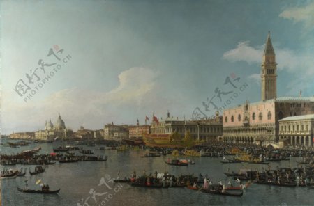 CanalettoVeniceTheBasinofSanMarcoonAscensionDay画家古典画古典建筑古典景物装饰画油画