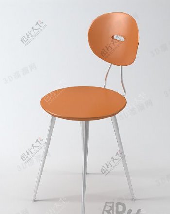3D橘黄色椅子模型