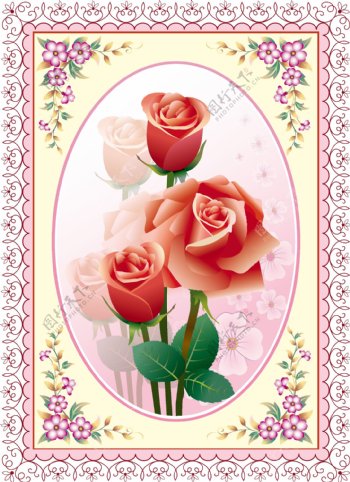 矢量精美玫瑰装饰背景卡片素材