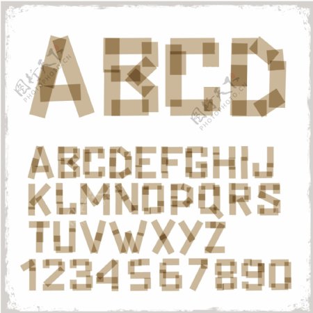 字母表的字母和数字用胶带