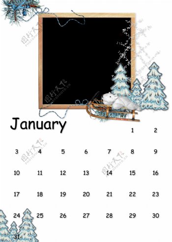 1月月历相框图片