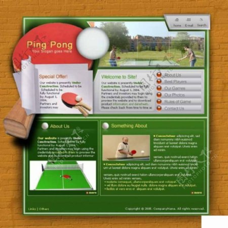 乒乓球休闲运动网页模板