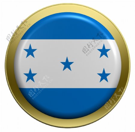 洪都拉斯国旗上的圆形按钮白色隔离