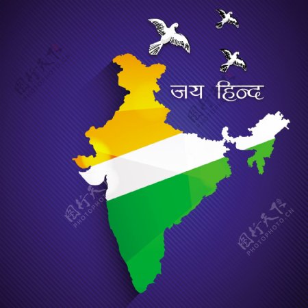 印度共和国国旗颜色的地图