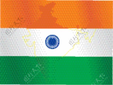 印度地图上分离的旗帜