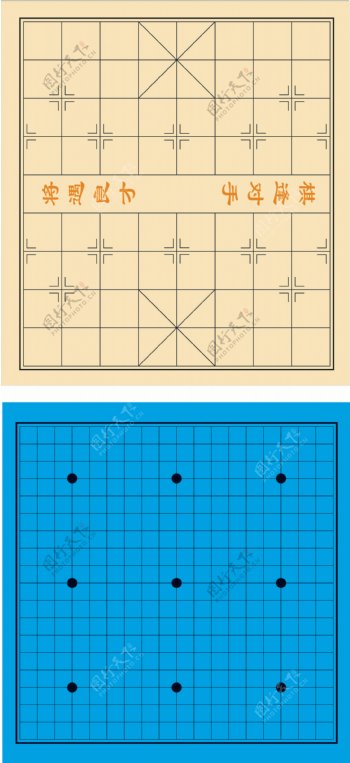 象棋围棋棋盘矢量图