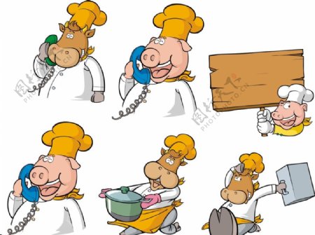 卡通动物厨师图片