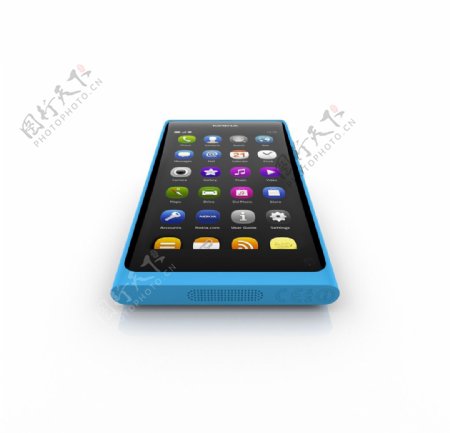 诺基亚N9手机蓝色平置图片