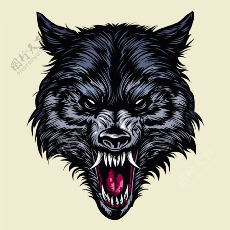 狼头美式纹身图案图片