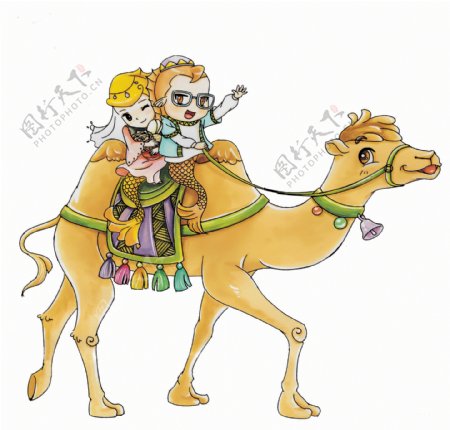 卡通人物和骆驼图片
