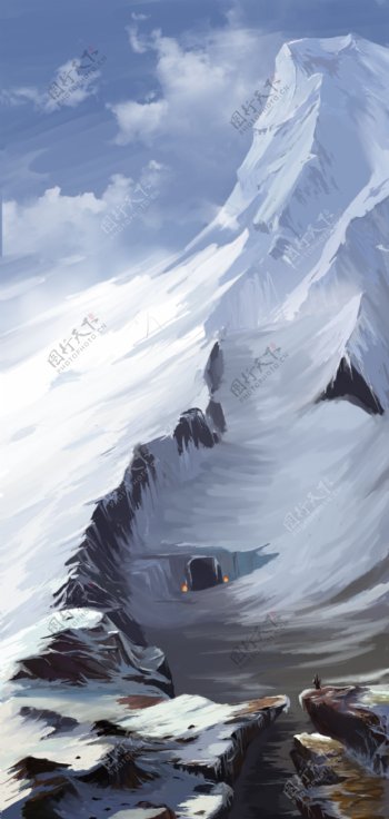 雪山插画场景图片