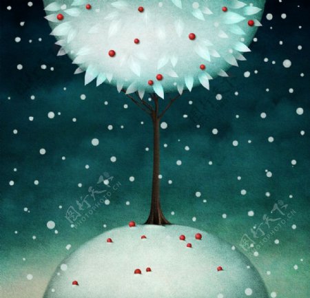 白雪大树梦幻世界图片