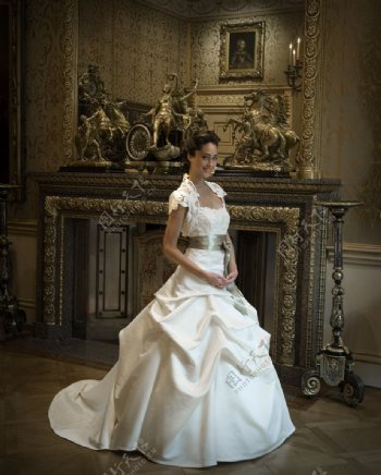 礼服新娘婚纱晚装晚礼服华丽古典欧式壁炉图片