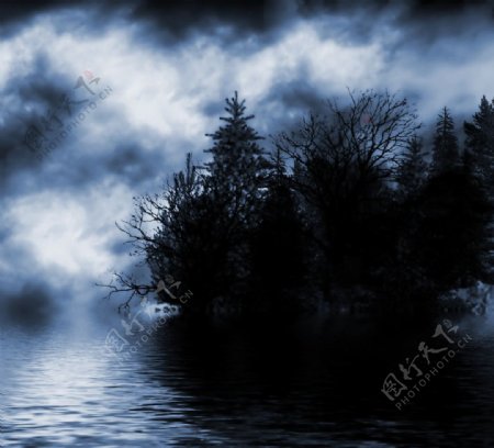 河岸夜色图片